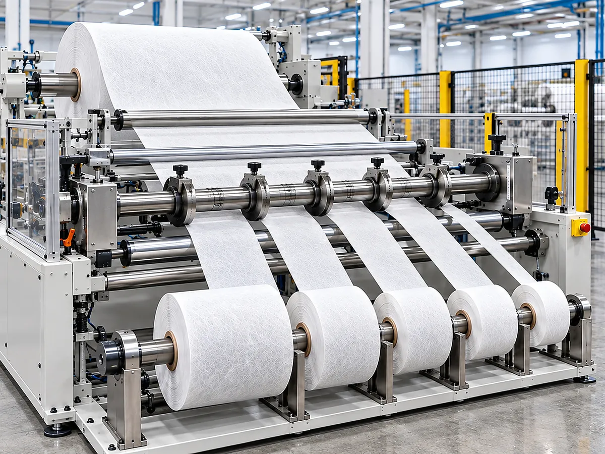 Slitting filter media to roll width